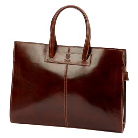    Florence 1027 hnedá talianska kožená dámska aktovka 40 x 30 x 12 cm