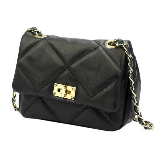  Dámska kožená kabelka cez rameno Luka 24-011 čierna 22 x 16 x 9 cm