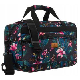    Rovicky R-TL15608 čierno-purpurová kvetinový vzor Wizz Air, Ryanair príručná batožina, cestovná taška 40 x 25 x 20 cm