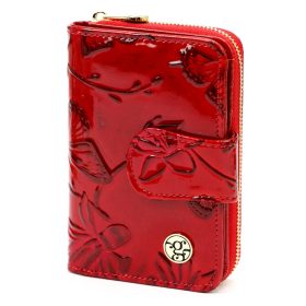    Gregorio BTE-115 červená dámska vláknová koženo-kožená peňaženka 9,5 x 13 x 3,5 cm