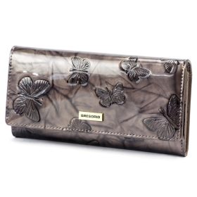    Gregorio BTS-100 šedá dámska kožená peňaženka 18,5 x 9,5 x 3,5 cm