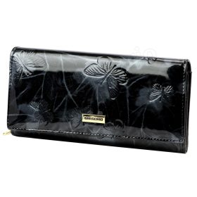    Dámska lakovaná peňaženka Gregorio, čierna, vzorovaná, 19 × 10 cm