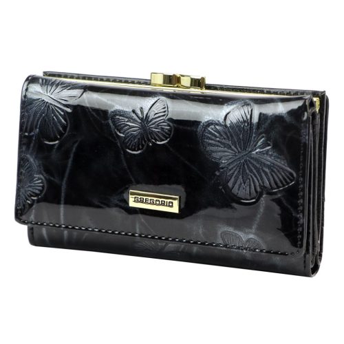  Dámska kožená peňaženka Gregorio BTS-108 s čiernym motýlím vzorom 14,5 x 9,5 x 4 cm