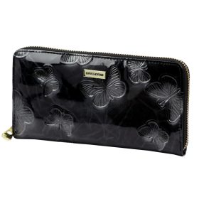    Dámska kožená peňaženka Gregorio BTS-119 s čiernym motýlím vzorom 19,5 x 10,5 x 2,5 cm