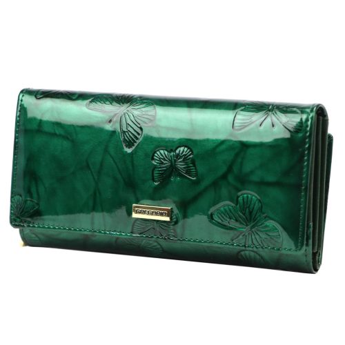  Dámska lakovaná kožená peňaženka Gregorio BTS-122 zelená 19,5 x 10 x 4 cm