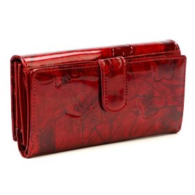    Veľká červená dámska peňaženka Gregorio s kroko vzorom 19,5 × 10 cm