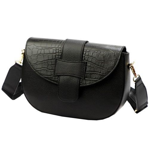  Dámska kožená kabelka cez rameno Luka 24-014 CROCO čierna 26 x 18 x 9 cm