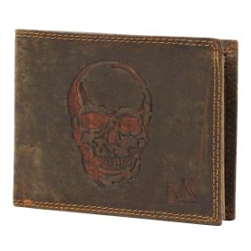    Money Kepper CCH 5600 pánska kožená peňaženka s potlačou lebky 13 x 10 x 2,5 cm