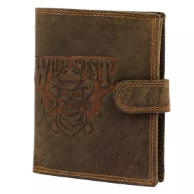    Money Kepper CCH 5601B motorkárska kožená peňaženka so vzorom lebky 10 x 13 x 2,5 cm