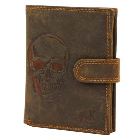    Money Kepper CCH 5601B motorkárska kožená peňaženka s motívom lebky 10 x 13 x 2,5 cm