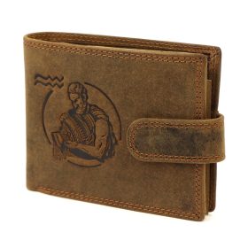    Nordee L895-011 hnedá kožená peňaženka so vzorom Aquarius horoskop