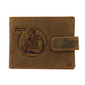    Nordee L895-011 hnedá kožená peňaženka so vzorom Aquarius horoskop