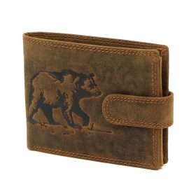    Poľovnícka kožená peňaženka Nordee L895-BEAR medveď hnedý