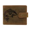  Rybárska kožená peňaženka Nordee L895-FISH hnedá s potlačou kapra