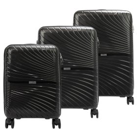    Pierre Cardin čierna polypropylénová súprava 3-dielnych tvrdostenných kufrov, 55/67/77 cm