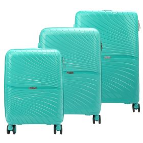    Pierre Cardin tyrkysový polypropylénový 3-dielny set kufrov s pevnou strechou, 55/67/77 cm
