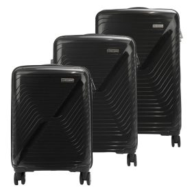    Pierre Cardin black ABS tvrdostenný 3-dielny kufor set 55/67/77 cm