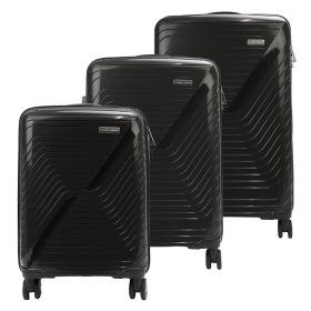    Pierre Cardin black ABS tvrdostenný 3-dielny kufor set 55/67/77 cm