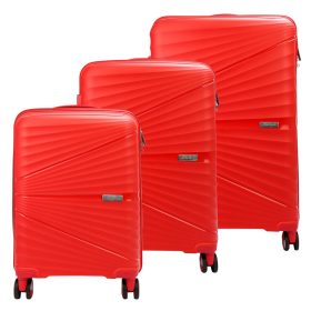    Pierre Cardin červený tvrdostenný 3-dielny kufor set 55/65/75 cm