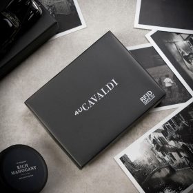    Pánska kožená peňaženka Cavaldi 0670L-P-BS s RFID čipom, čierna, 9,8 x 13 x 2,5 cm