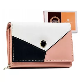    Dámska kožená peňaženka Peterson PTN RD-02-GCL-Y ružová trikolóra 12,5 x 8,5 x 3,5 cm