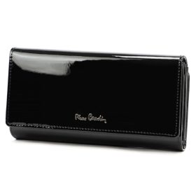    Pierre Cardin 07 SHINY 121 čierna dámska kožená peňaženka z koženého vlákna 19,5 x 10 cm