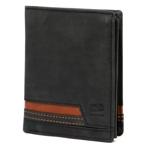  Pánska kožená peňaženka Nordee HVAL N4 čierna 10 x 12,5 x 3 cm