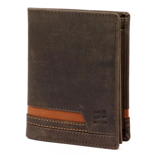  Nordee HVAL N4 hnedá pánska kožená peňaženka 10 x 12,5 x 3 cm