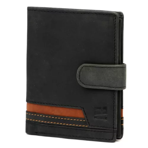  Pánska kožená peňaženka Nordee HVAL N4L čierna 10,5 x 12,5 x 3 cm