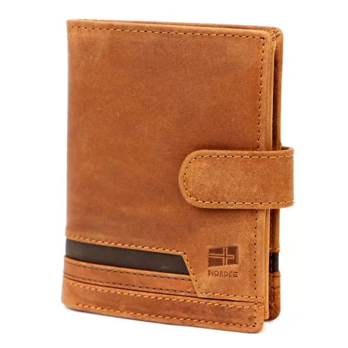  Nordee HVAL N4L koňaková pánska kožená peňaženka 10,5 x 12,5 x 3 cm