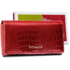    Červená dámska peňaženka z hovädzej kože Peterson PTN CR-411