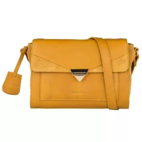    Dámska kožená taška cez rameno Burkely Secret Sage okrovo-žltej farby