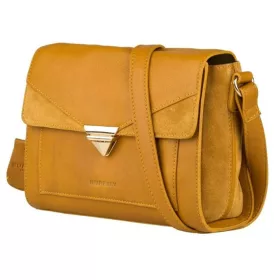    Dámska kožená taška cez rameno Burkely Secret Sage okrovo-žltej farby