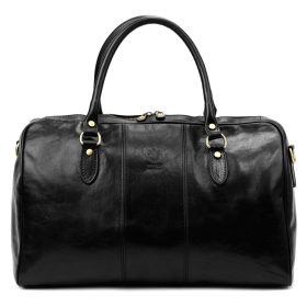   Gregorio 132 čierna cestovná taška z hovädzej kože 45 x 29 x 25 cm