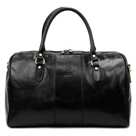   Gregorio 132 čierna cestovná taška z hovädzej kože 45 x 29 x 25 cm