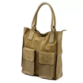    Angelo 01-001-2 taupe dámska kožená kabelka, taška cez rameno 30 x 40 x 14 cm