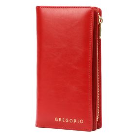   Gregorio IT-124 červená dámska peňaženka z hovädzej kože 10 x 19,5 x 4 cm