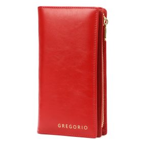    Gregorio IT-124 červená dámska peňaženka z hovädzej kože 10 x 19,5 x 4 cm