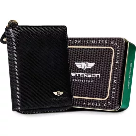    Peterson PTN 1565-CA čierna hovädzia peňaženka pánska 9,5x12x2 cm