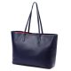  JUICE tmavomodrá dámska kožená kabelka, taška cez rameno, shopper 45 x 29 x 15 cm