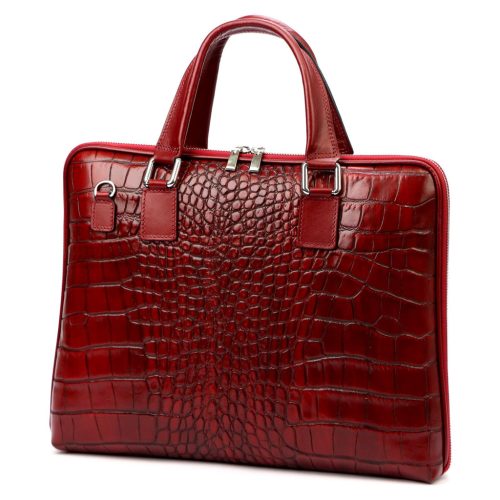  Dámska kožená taška na notebook Camilla 777 CROCO bordová 40 x 31 x 6 cm