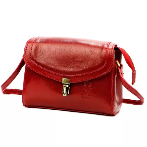  Dámska kožená crossbody kabelka Florence 51 červená 18,5 x 14 x 8 cm
