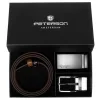 Peterson PTN KL-B005-S001 BLACK-BROWN férfi marhabőr ajándék szett 135 cm