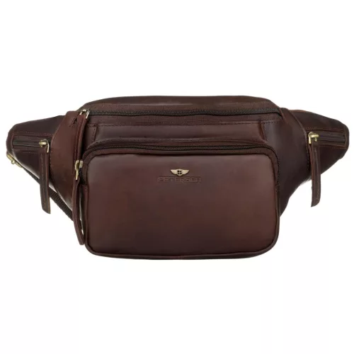  Pánska kožená taška na opasok Peterson PTN BP001-OPU hnedá 37 x 15 x 12 cm
