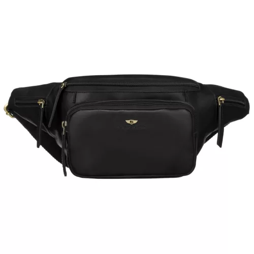  Pánska kožená taška na opasok Peterson PTN BP001-OPU čierna 37 x 15 x 12 cm