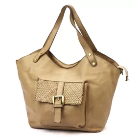    Dámska kožená kabelka cez rameno VS 016 pieskovo sfarbená, nákupná taška 45 x 32 x 15 cm