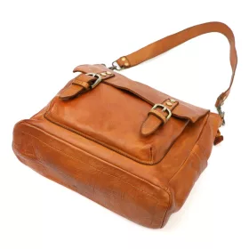    Dámska kožená kabelka cez rameno VS 034 koňakovej farby, bočná taška 34 x 33 x 13 cm