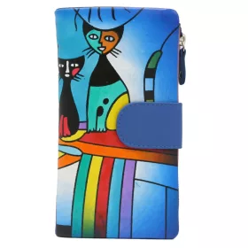    Cavaldi N14-SPW CAT modrá dámska peňaženka z hovädzej kože 10 x 14 x 3 cm