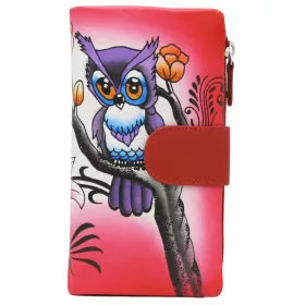    Cavaldi N14-SPW OWL červená dámska peňaženka z hovädzej kože 10 x 14 x 3 cm