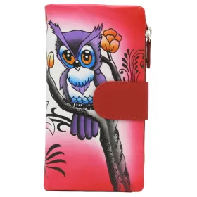    Cavaldi N14-SPW OWL červená dámska peňaženka z hovädzej kože 10 x 14 x 3 cm